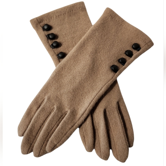 Lauren Ralph Lauren Wool & Cashmere Gloves with Button Accent Size Small
